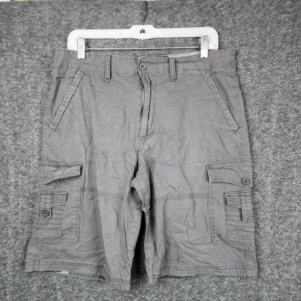 Monument Cargo Shorts‎ Mens 32 Grey Utility Ripstop Multi Pocket Casual Summer
